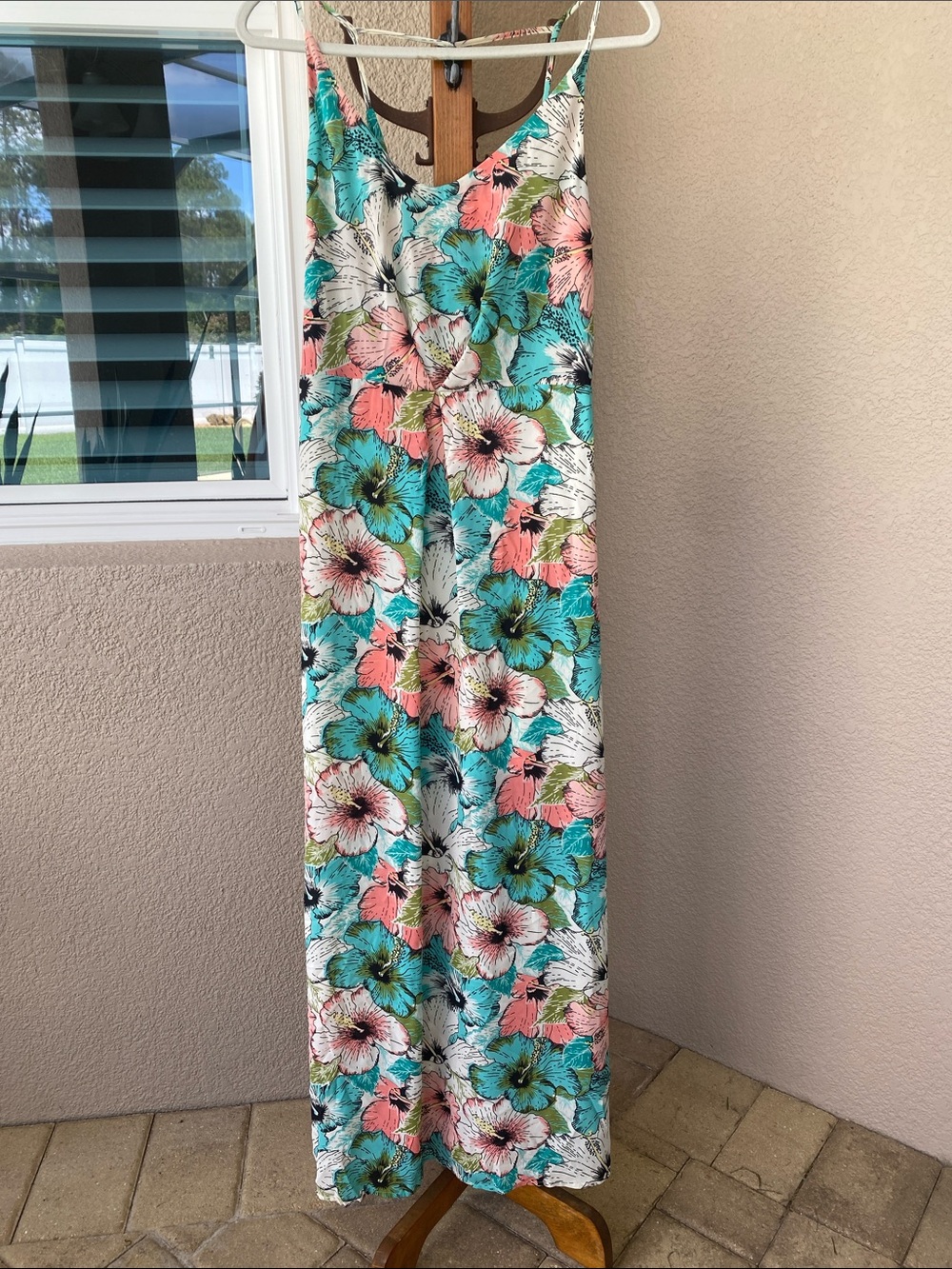 H&M Floral Maxi Dress in Turquoise, Coral, White